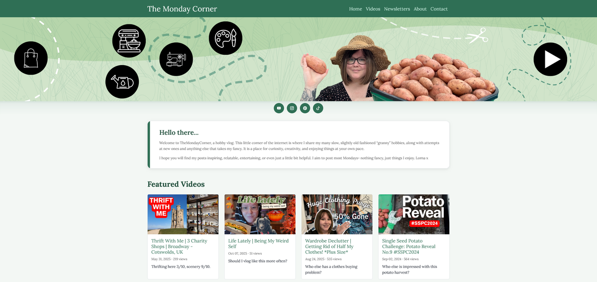 A real creator's website built with TubeCMS